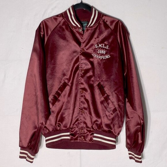 Vintage Trimark Burgundy Firefighter Varsity Jacket XL - Picture 2 of 16